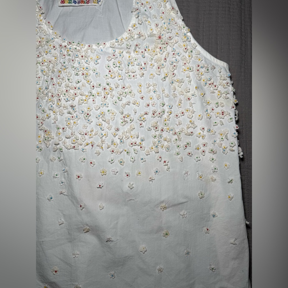 Mii Embroidered Beaded Floral Tank Top Cotton Handmade S - Picture 7 of 12